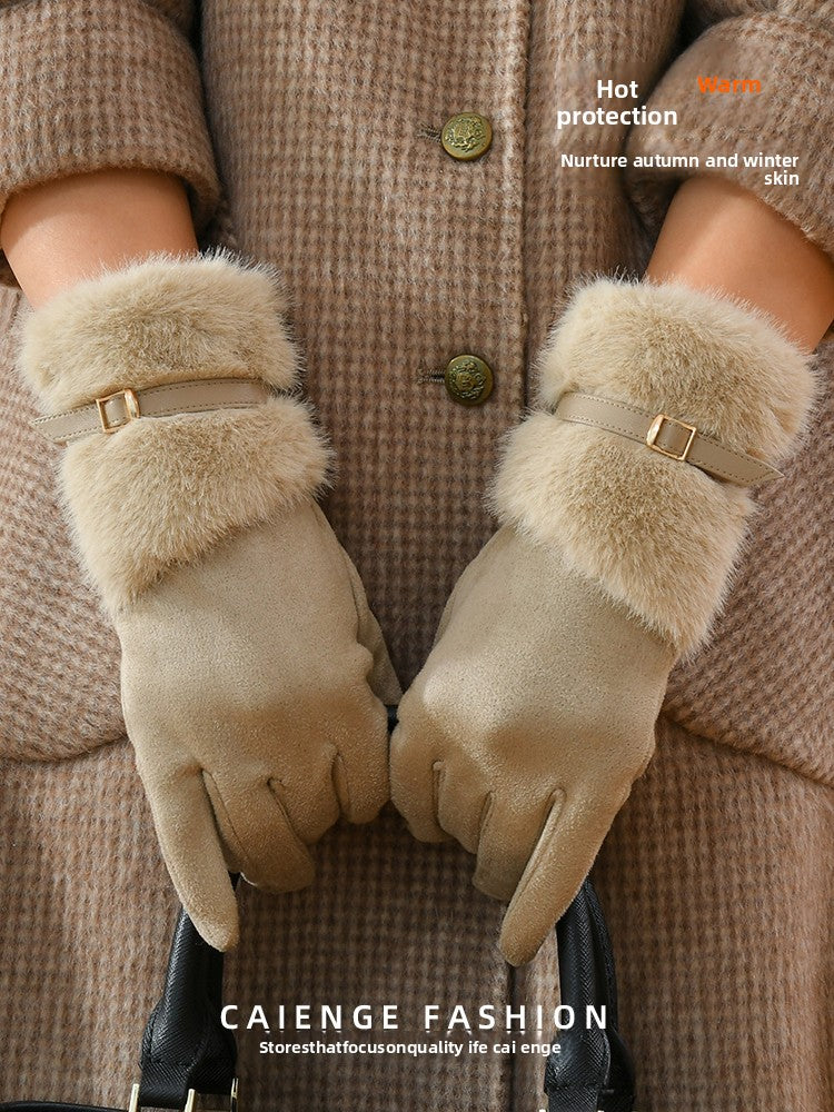 Winter Touchscreen Suede Plush Gloves
