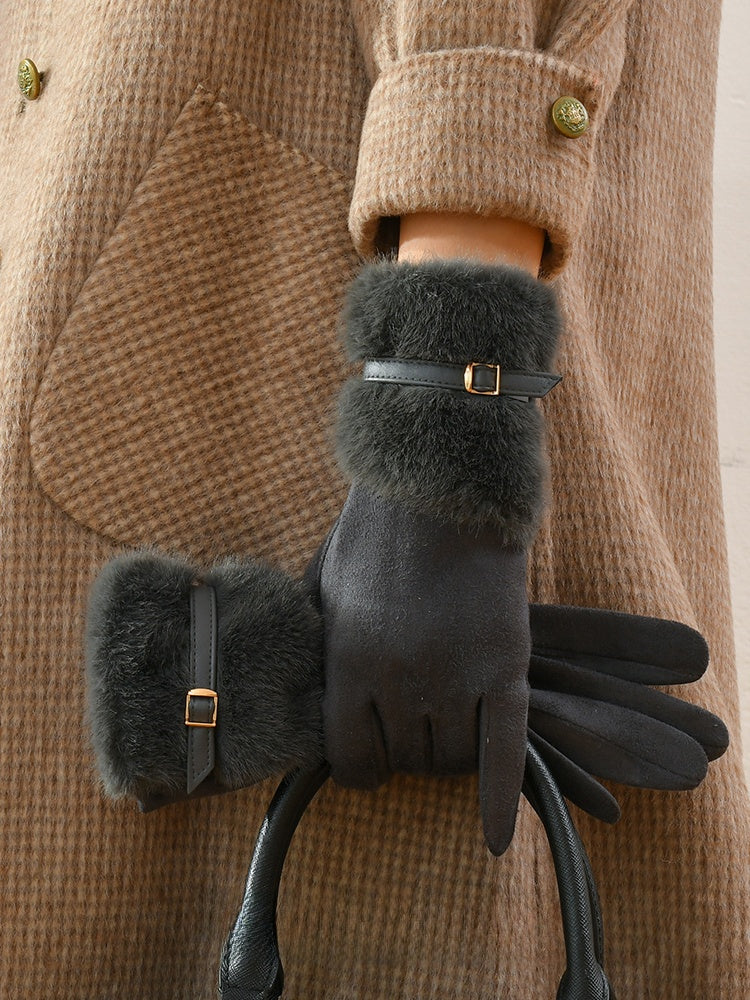 Winter Touchscreen Suede Plush Gloves