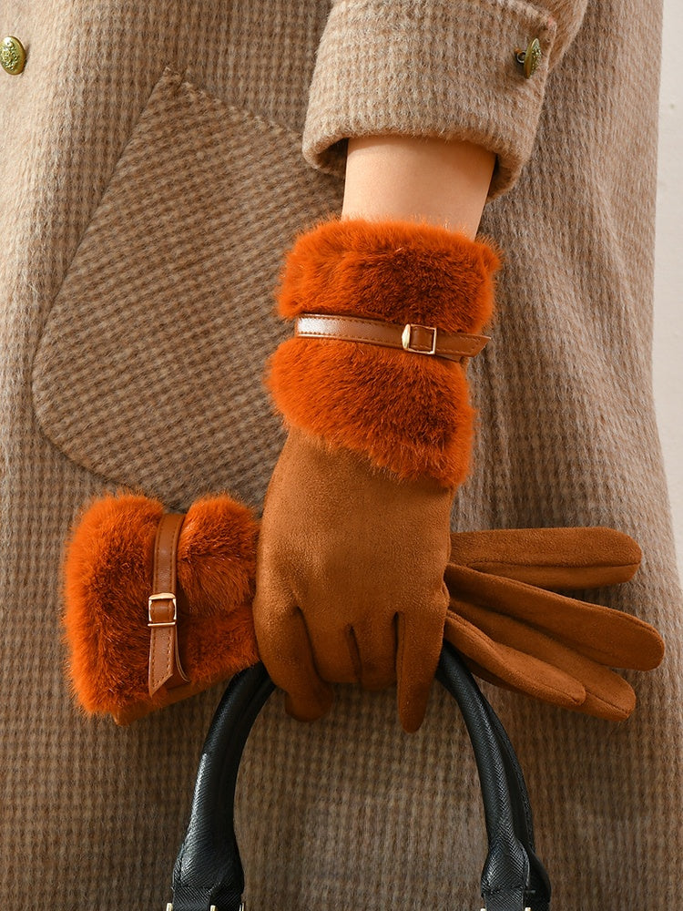 Winter Touchscreen Suede Plush Gloves