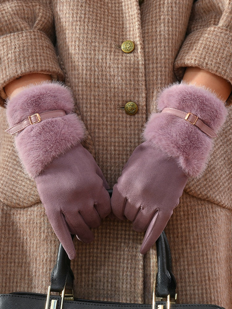 Winter Touchscreen Suede Plush Gloves