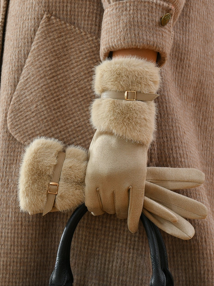 Winter Touchscreen Suede Plush Gloves
