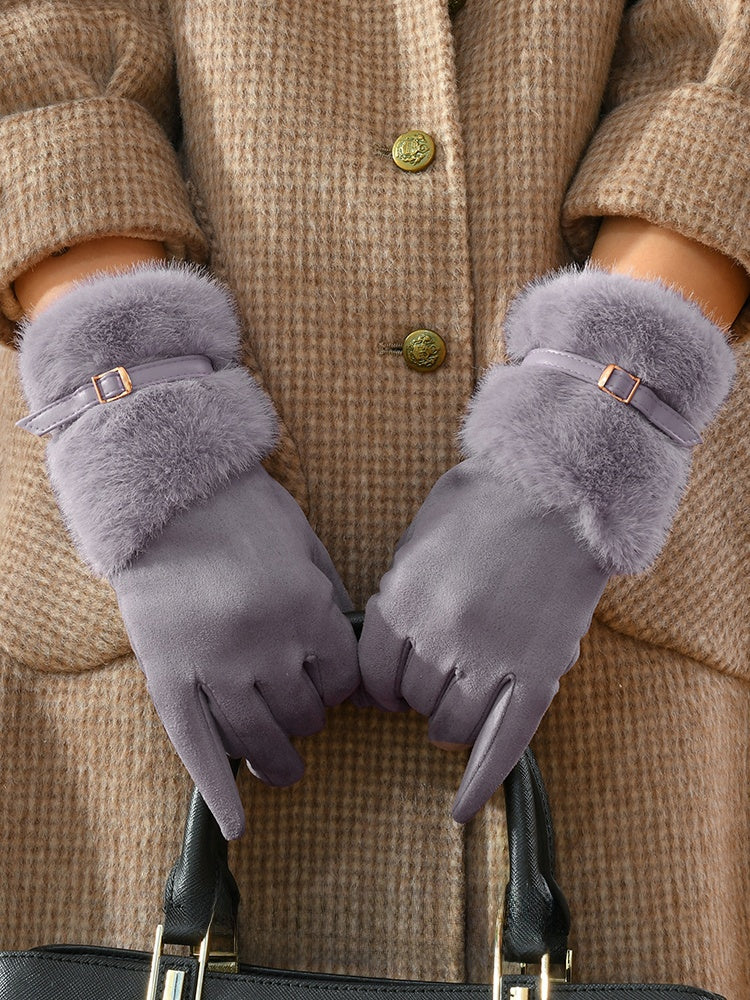 Winter Touchscreen Suede Plush Gloves