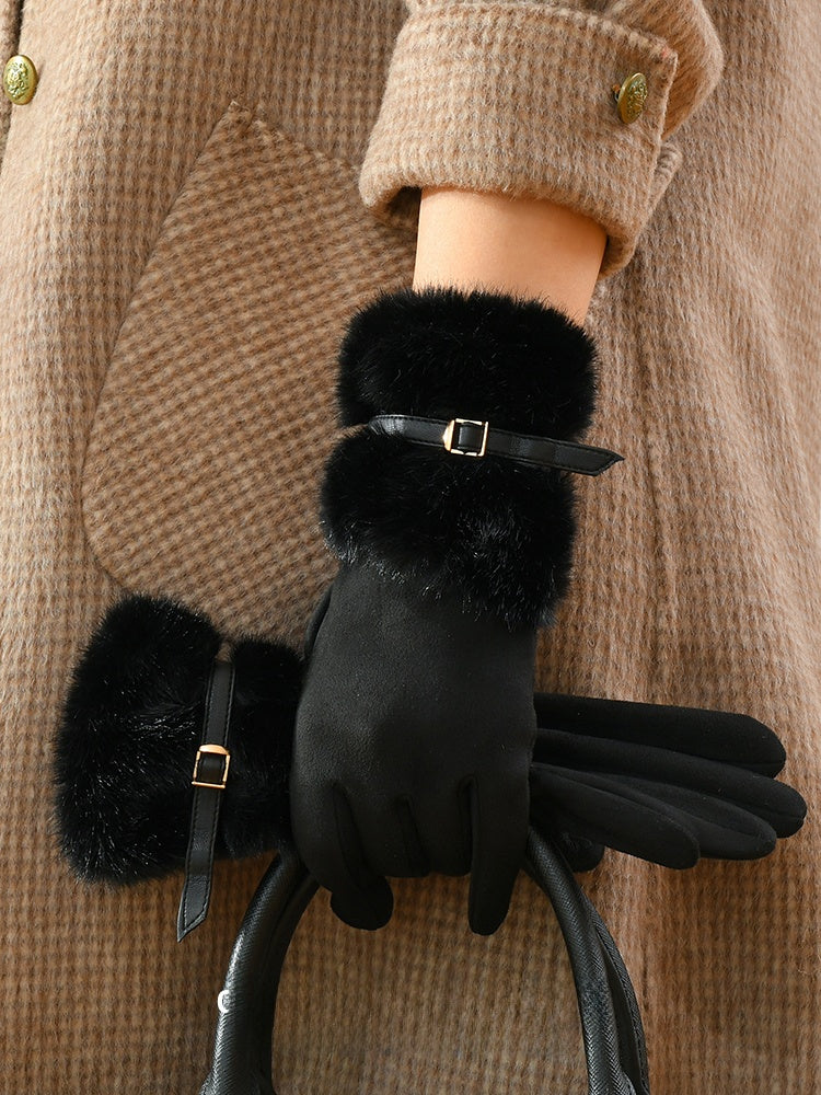 Winter Touchscreen Suede Plush Gloves